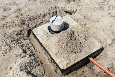 New concrete septic tank - construction site.の写真素材
