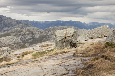 Beauty view from path to Preikestolen in Norway.の写真素材