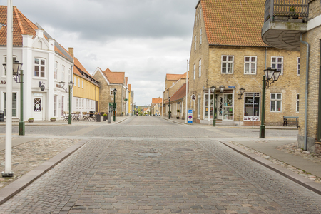CHRISTIANSFELD, DENMARK - MAY 9, 2017: Street of old town  which enjoys UNESCO World Heritage patronage on may 9, 2017 in Christianfeld, Denmark.のeditorial素材