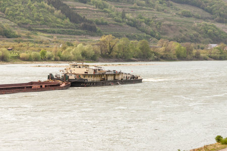 Barge on the Danube River in Austria
