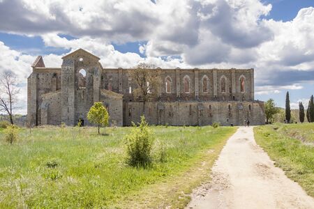 Ruin of  Abbey San Galgano in Toscany, Italy.の写真素材