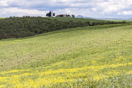 Chapel near San Quirico dÂ´Orcia, Tuscany, Italyの写真素材
