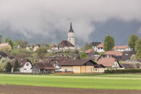 View on small village in Austria - Sittersdorf.の写真素材