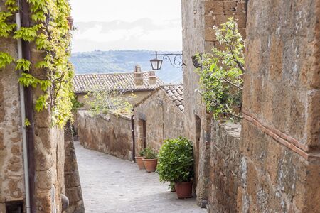 Narrow alley in  old town of Bagnoregio - Tuscany, Italy.の写真素材