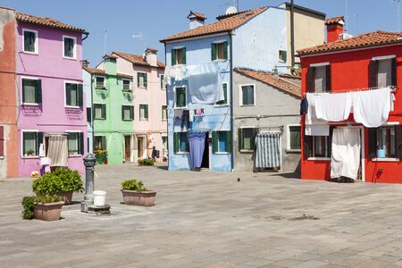Colorful houses on Burano - Italy, Venice.の写真素材