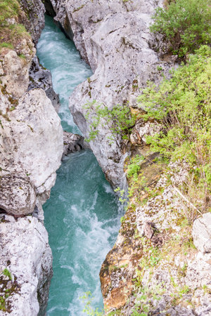 Velika Korita canyon on river Soce in Slovenia.