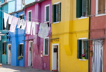 Colorful houses on Burano - Italy, Venice.の写真素材