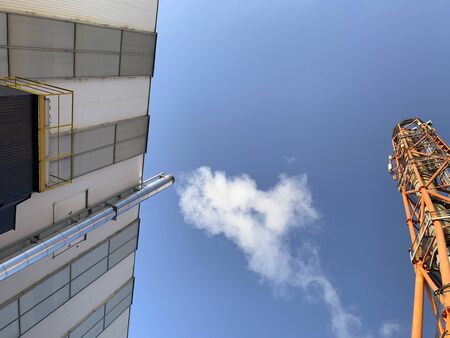 View on industrial chimney from bottom in Poland.の写真素材