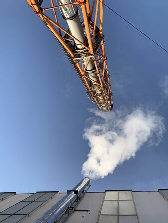 View on industrial chimney from bottom in Poland.の写真素材