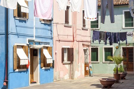 Colorful houses on Burano - Italy, Venice.の写真素材