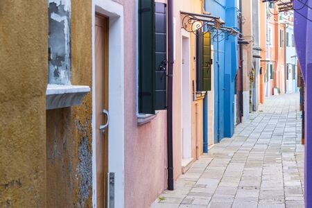 Colorful houses on Burano - Italy, Venice.の写真素材