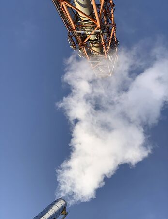 View on industrial chimney from bottom in Poland.の写真素材