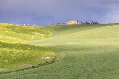 Beauty Tuscany spring landscape near Pienza village. Italy, Europe.の写真素材