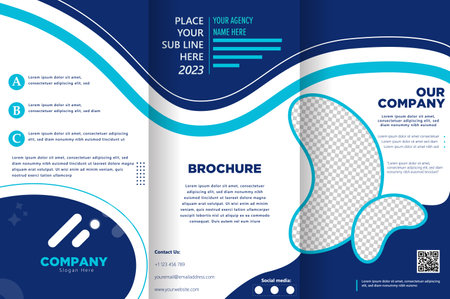 Promotional business Trifold Brochure template. Minimal brochure layout and modern report business flyers poster templateのイラスト素材