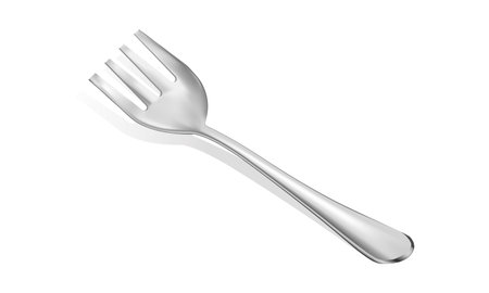 Realistic metal fork isolated on white background. 3d realism. Vector fork illustration isolated on white background.のイラスト素材