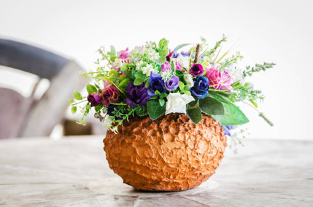 Vase of flowers, a coffee shop in Thailand.の写真素材