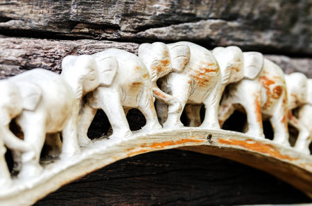Beautifully carved elephantの写真素材