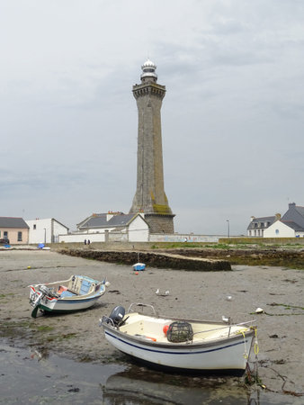 Eckmul Lighthouse on the coast of the atlantic Sea in Brittany, Franceの写真素材