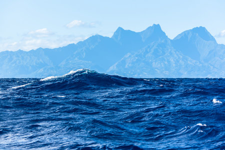 Tahiti in french Polynesia, beautiful panorama of the mountains from the lagoon