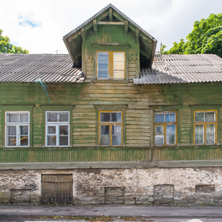 Tallinn in Estonia, colorful houses in the medieval city, typical buildingsのeditorial素材