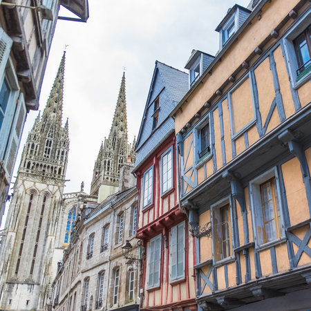 Cathedral of Saint Corentin of Quimper, in Brittanyのeditorial素材