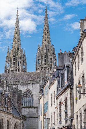 Cathedral of Saint Corentin of Quimper, in Brittanyのeditorial素材
