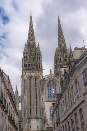 Cathedral of Saint Corentin of Quimper, in Brittanyのeditorial素材