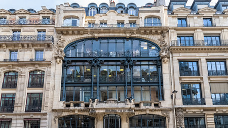 Paris, typical facade and windows, beautiful buildingのeditorial素材