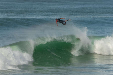 Surfer in a big wave, Anglet in the pays basque, Franceの写真素材