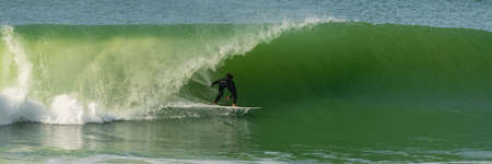 Surfer in a big wave, Anglet in the pays basque, Franceの写真素材