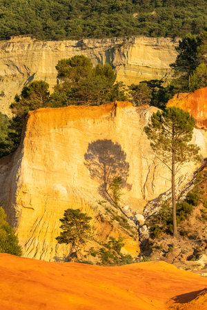 A colorful landscape in the ochres in Roussillon, in Provence