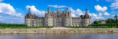 Chambord castle in France, beautiful French heritage, panoramaのeditorial素材