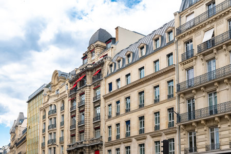 Paris, typical building in the Marais, in the centerの写真素材