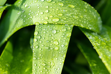 Water drops on a leaf after the rain, macro