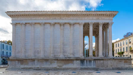 Nimes in France, the Maison carrÃ©e, antique roman temple in the historical centerの写真素材
