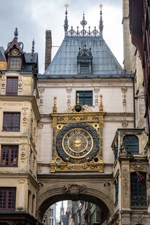 Rouen, historical city in France, the Gros-Horloge in the medieval centerのeditorial素材