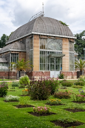 Nantes in France, greenhouse in the Jardin des Plantes, a garden in the cityのeditorial素材