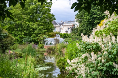 Nantes in France, greenhouse in the Jardin des Plantes, a garden in the cityのeditorial素材
