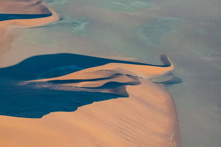 Namibia, aerial view of the Namib desert, wild landscape, panorama in rain seasonの写真素材