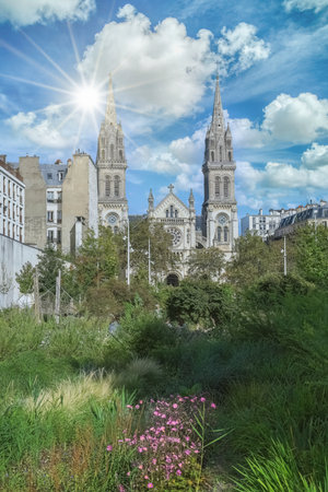 Paris, Saint-Ambroise church, boulevard Voltaire in the 11e arrondissementの写真素材