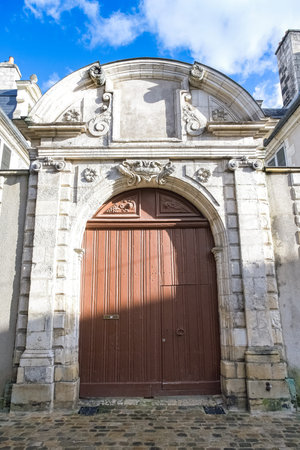 Bourges, medieval city in France, ancient door in the historic center