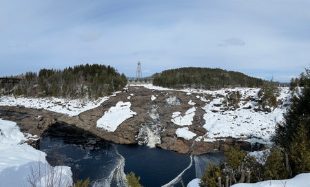 Shawinigan, Quebec, Canada, view from the observation tower of the CitÃ© de l'Ã©nergie in Shawinigan in Mauricieの写真素材