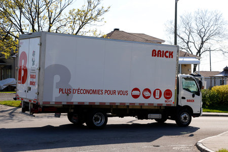 Brick delivery truck in Quebec