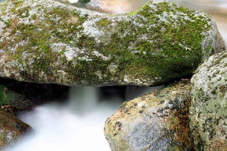 a waterfall in the forestの写真素材