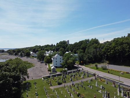 aerial view of a cemeteryの写真素材