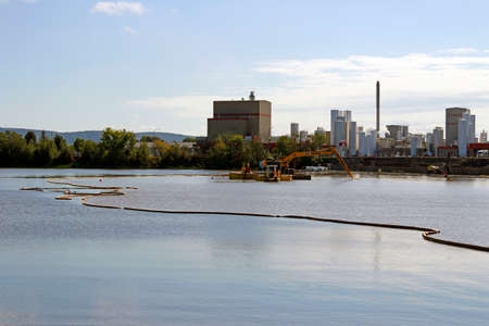 Work on the Beaudet Reservoir in Victoriaville, Quebecのeditorial素材