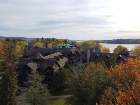 Montebello, Quebec: Exterior of the Fairmont ChÃ¢teau Montebello hotelのeditorial素材