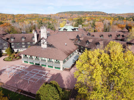 Montebello, Quebec: Exterior of the Fairmont ChÃ¢teau Montebello hotelのeditorial素材