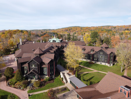 Montebello, Quebec: Exterior of the Fairmont ChÃ¢teau Montebello hotelのeditorial素材