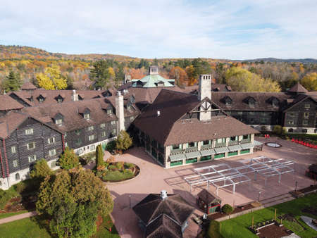 Montebello, Quebec: Exterior of the Fairmont ChÃ¢teau Montebello hotelのeditorial素材